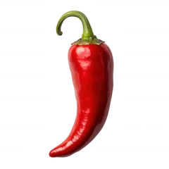 Fototapete Isolated red chili pepper image for cooking and food photography with black background and detailed texture on transparent background © Raian
