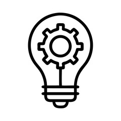 Light Bulb with Gear Outline Icon Design