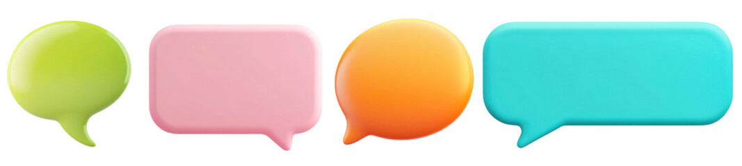 PNG Colorful speech bubbles design, element set on transparent background