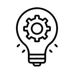 Light Bulb with Gear Outline Icon Design