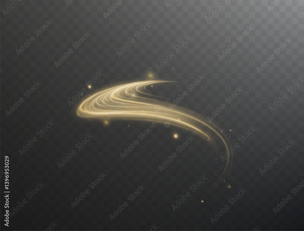 Fototapete golden glistering swirl light effect with sparkles and dust on a dark background. a luxury abstract 