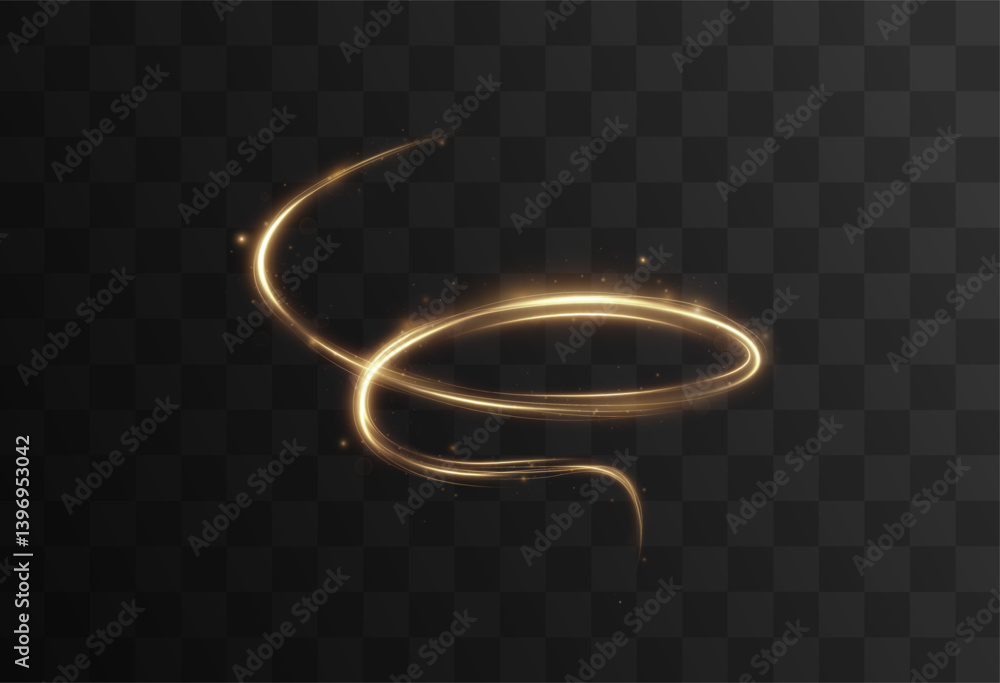 Aufkleber golden glistering swirl light effect with sparkles and dust on a dark background. a luxury abstract 