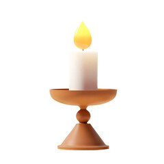 Vintage Candle Holder 3D Render Icon Illustration with Cute Cartoon Style Festive Decoration