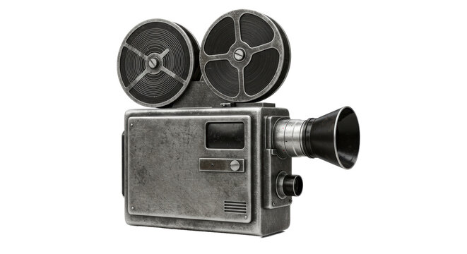 Isolated Vintage Movie Camera