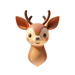 Naklejka premium Cute Deer Head Only 3D Render Icon Illustration Cute Cartoon Style Isolated on Background