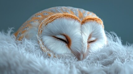 Sleeping owl on soft fur
