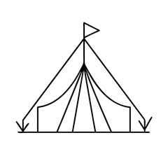 tent icon, tent line art - simple line art of tent, perfect for tent logos and icons