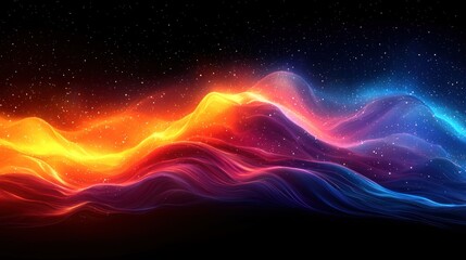 Obraz premium Abstract waves of vibrant colors against a dark background