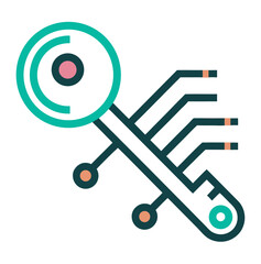  digital key line icon on white background