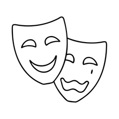theatermask icon, theatermask line art - simple line art of theatermask, perfect for theatermask logos and icons