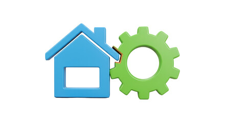 Isolated House and Gear Icon