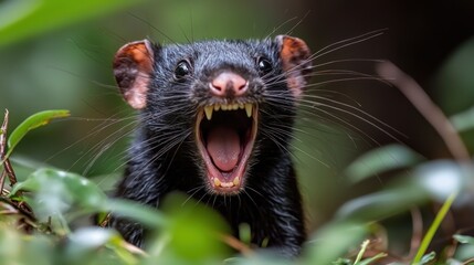 Angry black animal in a jungle setting
