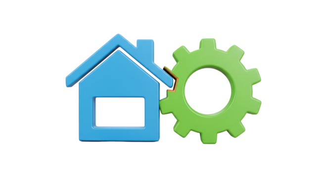 Isolated House and Gear Icon