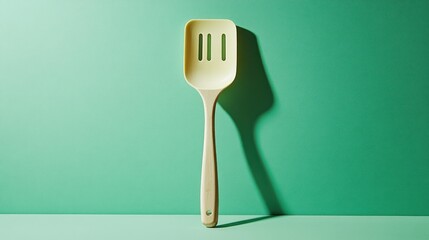 Cream colored spatula on mint green background