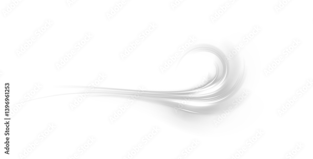 Fototapete Glowing white swirl with sparkles and dynamic motion. Magical spiral effect with neon glow and vortex energy. PNG format on transparent background, perfect for futuristic designs