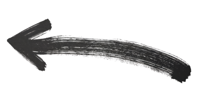 painted black arrow pointing left on white background