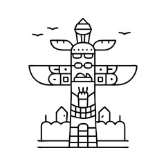 Naklejka premium totempole icon, totempole line art - simple line art of totempole, perfect for totempole logos and icons