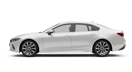 Naklejka premium Sleek Silver Sedan: A Side Profile Showcase