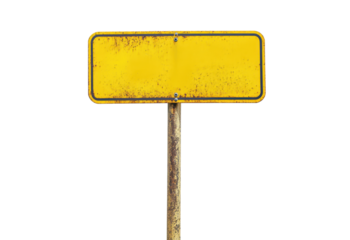 blank yellow old sign isolated on white or transparent png