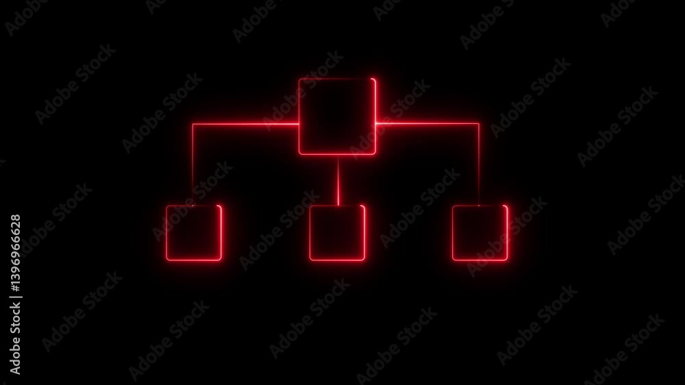 Aufkleber square shape frame glowing neon lights loop animation on black background.