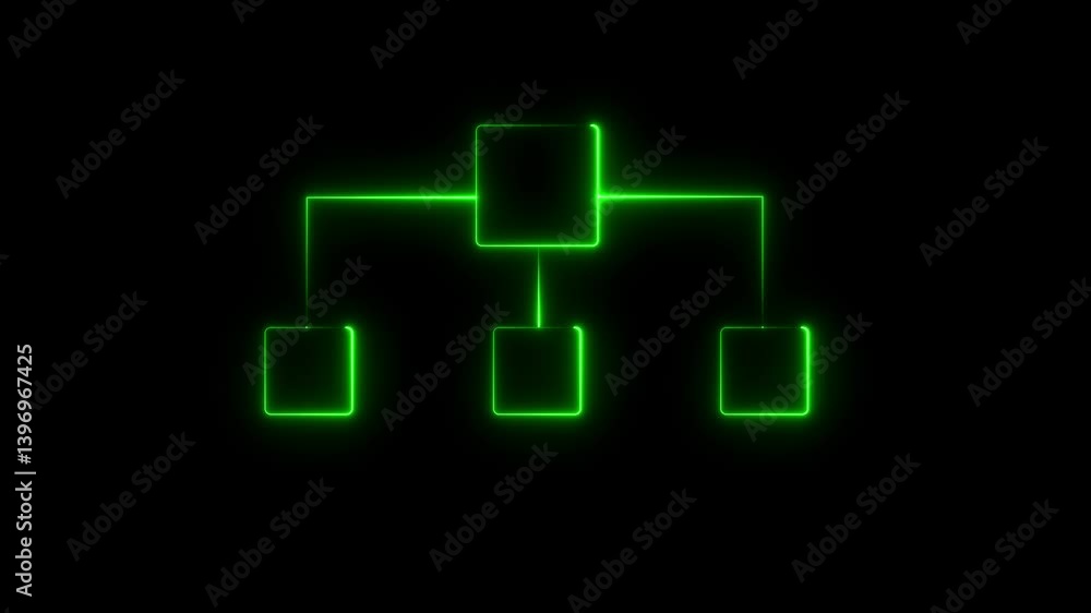 Aufkleber square shape frame glowing neon lights loop animation on black background.