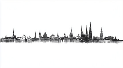 Vienna Skyline in Classic Ink Lines