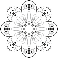 Black mandala vector isolated on white. New vector hand drawn circular decorative element and black complex doodle mandala on a transparent background and ornamental mandala pattern. 