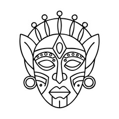 tribalmask icon, tribalmask line art - simple line art of tribalmask, perfect for tribalmask logos and icons