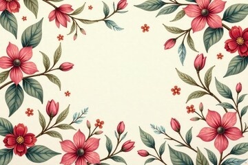 Subtle paisley repeat, muted earth tones, delicate leaves and blossoms, calm, earth