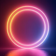 Obraz premium luminous neon circle with glowing contrast on shifting vibrant backdrop for use in creative presentations or futuristic graphic design