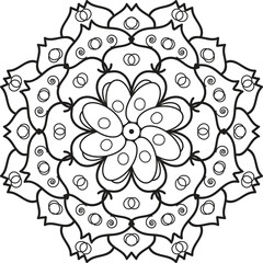 Black mandala vector isolated on white. New vector hand drawn circular decorative element and black complex doodle mandala on a transparent background and ornamental mandala pattern. 