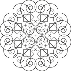 Black mandala vector isolated on white. New vector hand drawn circular decorative element and black complex doodle mandala on a transparent background and ornamental mandala pattern. 