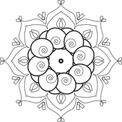 Black mandala vector isolated on white. New vector hand drawn circular decorative element and black complex doodle mandala on a transparent background and ornamental mandala pattern. 