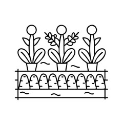 vegetablepatch icon, vegetablepatch line art - simple line art of vegetablepatch, perfect for vegetablepatch logos and icons