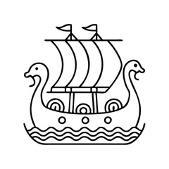 vikingship icon, vikingship line art - simple line art of vikingship, perfect for vikingship logos and icons