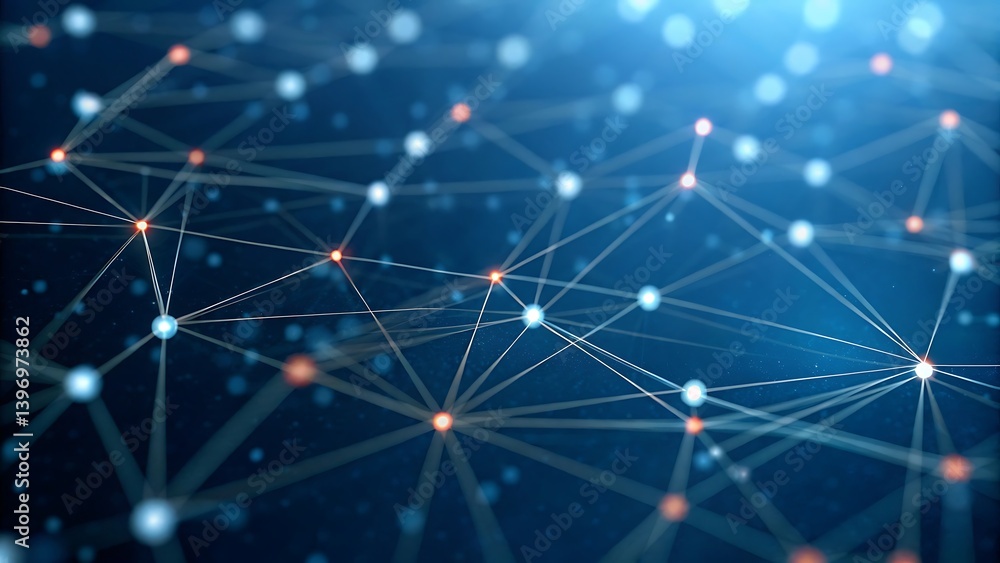 Aufkleber futuristic digital network background – abstract visualization of data connections, blockchain, and 