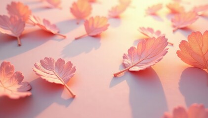Subtle repeating leaf pattern on a light surface , minimal, leaf