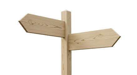 Isolated Wooden Signpost with Two Arrows