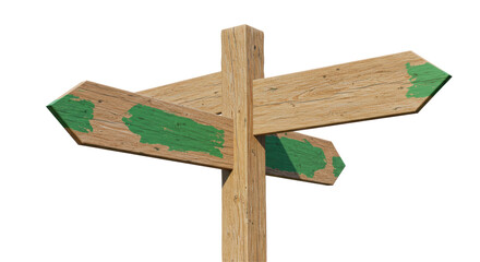 Isolated Wooden Signpost with Four Arrows
