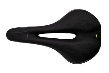 Stylish black bicycle saddle isolated on white background