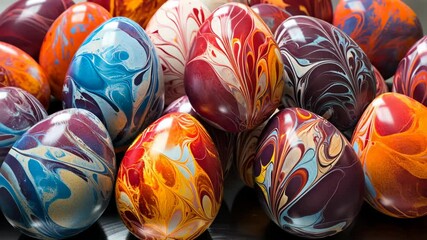 colorful painted Easter eggs close-up, celebrating spring holiday traditions, concept of holiday preparation, seasonal decor, family celebration Easter