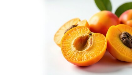Sun-dried apricots, vibrant orange against pure white backdrop , diet, isolated