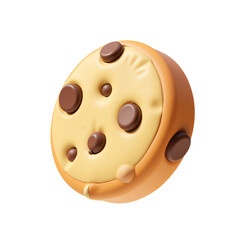 Fototapeta premium Choco Chip Cookies 3D Render Icon Design Element with Cute Cartoon Style Food Illustration