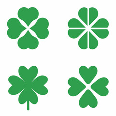 Clover and Shamrock Vector Icon Set