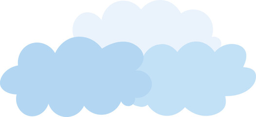  Blue flat cloud isolated on white background, Vector illustration.