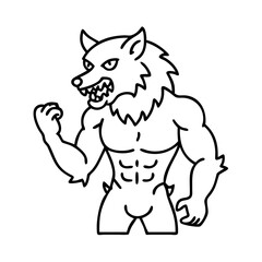 werewolf icon, werewolf line art - simple line art of werewolf, perfect for werewolf logos and icons