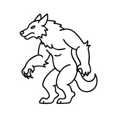 werewolf icon, werewolf line art - simple line art of werewolf, perfect for werewolf logos and icons