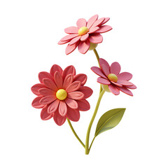 Dahlia Flowers 3D Render Icon Illustration in Cute Cartoon Style with Three-Dimensional