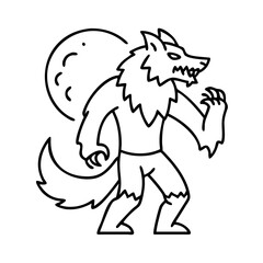 werewolf icon, werewolf line art - simple line art of werewolf, perfect for werewolf logos and icons