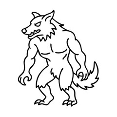 werewolf icon, werewolf line art - simple line art of werewolf, perfect for werewolf logos and icons